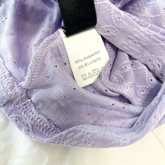 NWOT Shein Lavender Purple Eyelet Lace Tie Front Cami Crop Top Size Small - Picture 8 of 9